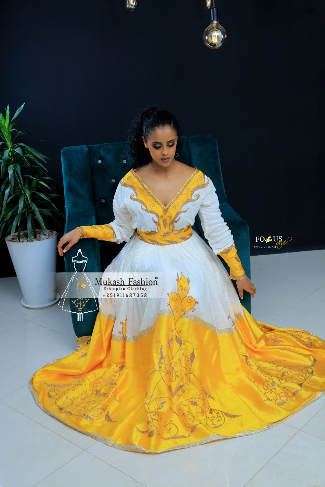 Golden brown tilf habesha dress Mukash Fashion Golden brown tilf habesha dress Mukash Fashion