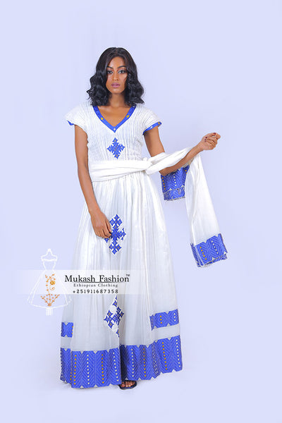 ethiopian traditional dress blue beautiful Habesha Dress with Blue Tibeb Handwoven Ethiopian Traditional Dress Habesha Outlets