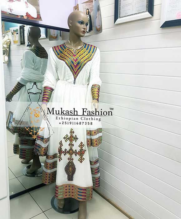 Habesha multicolored dress Mukash Fashion Habesha multicolored dress Mukash Fashion